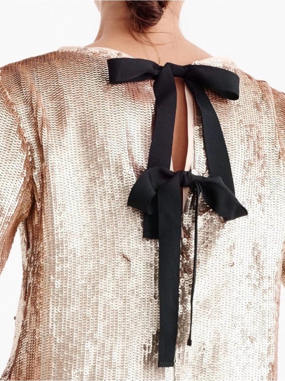 J. Crew Sequin Top in Pale Blush and Black